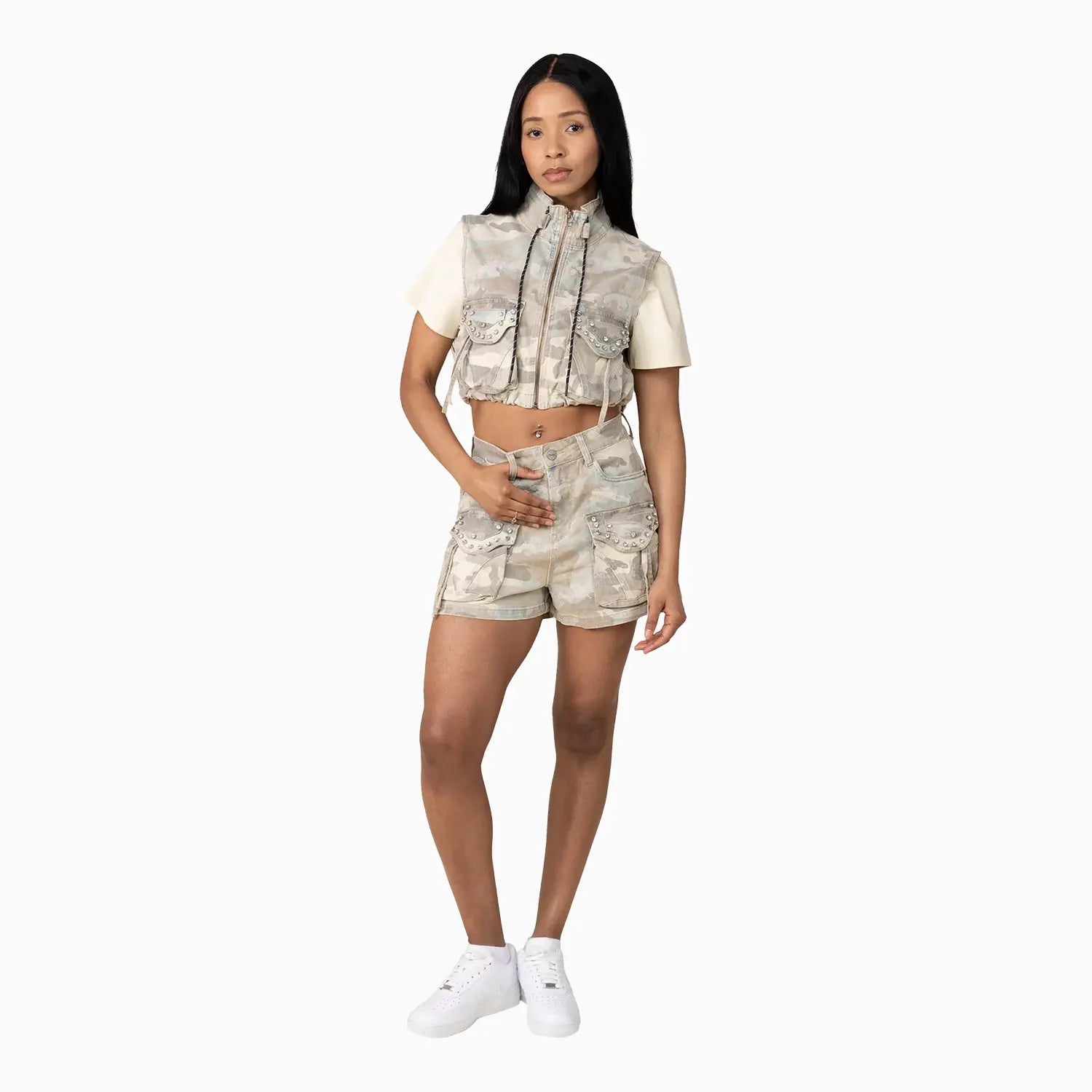 Women's Slouched Utility Outfit Smoke Rise - Tops and Bottoms USA