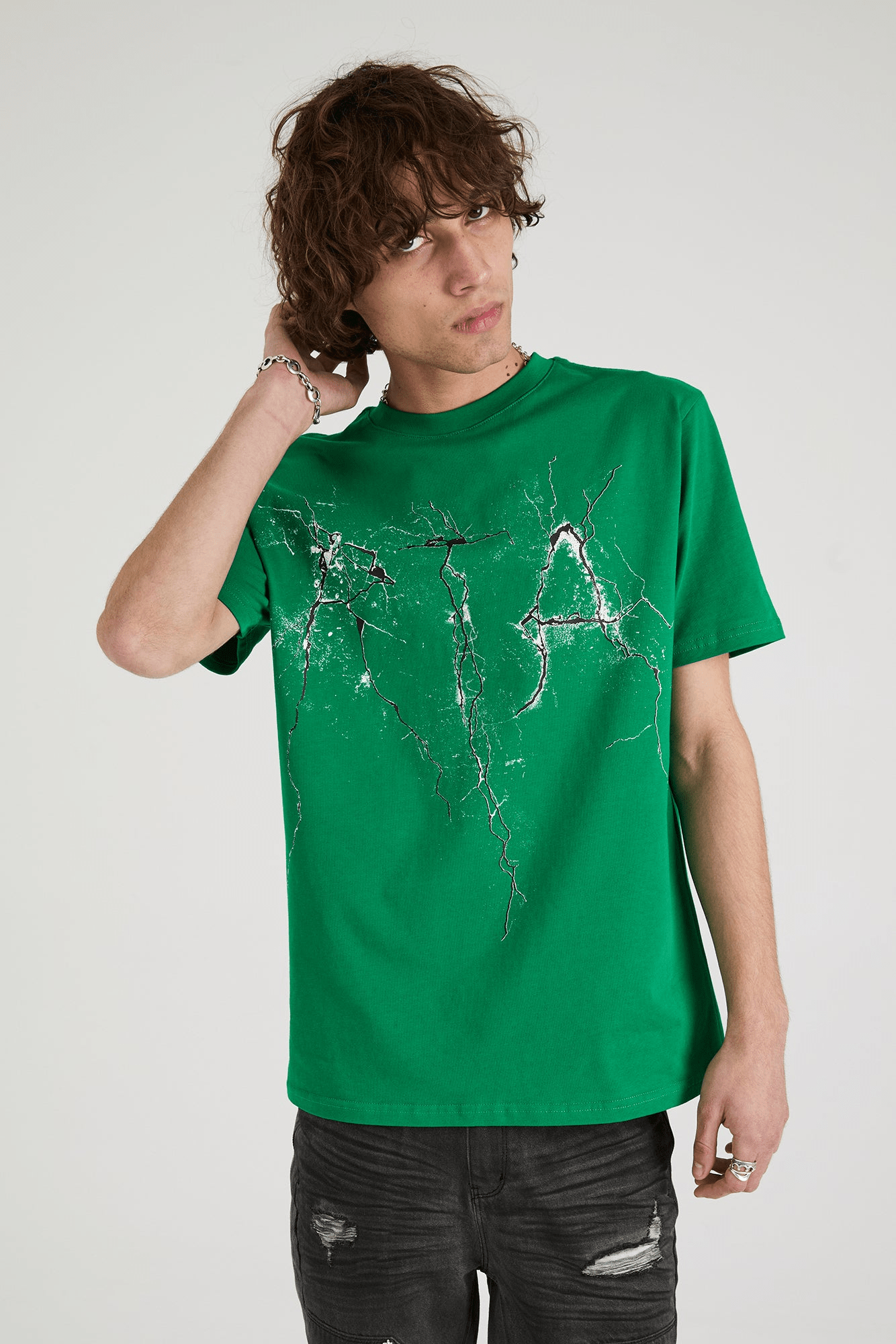 Men's Liam Green Cracked Logo T-Shirt RTA - Tops and Bottoms USA